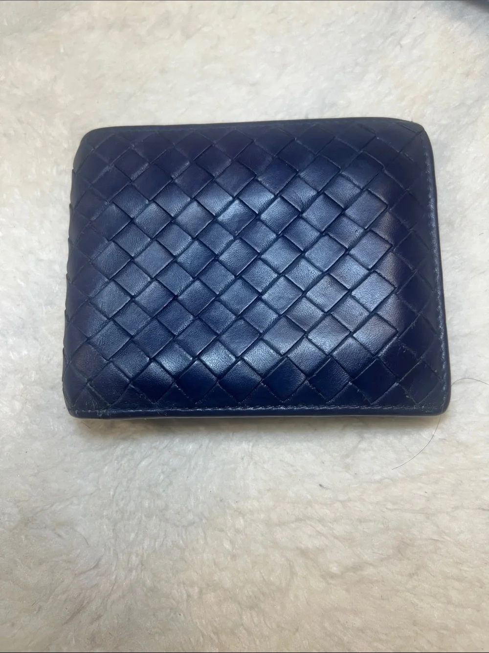 Bottega Veneta Men's Woven Leather Bifold Wallet in Deep Navy